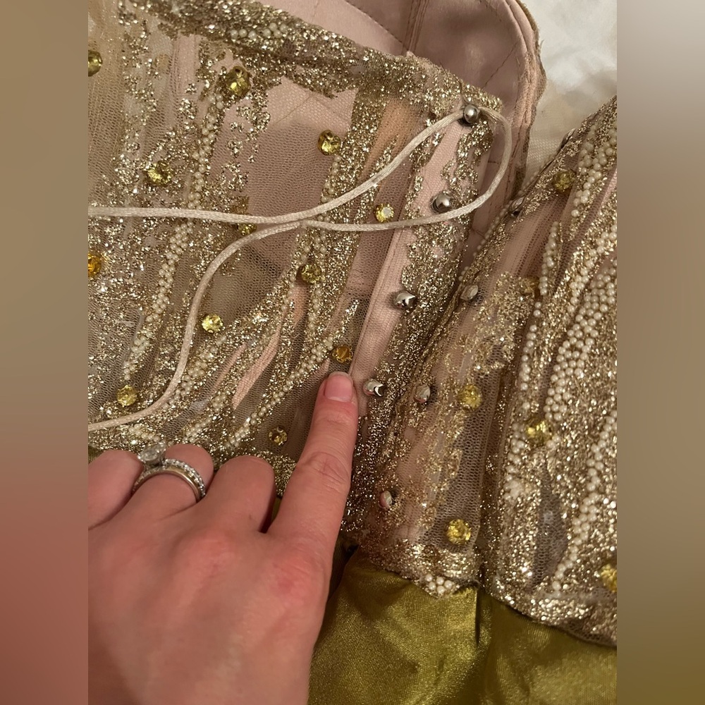 Elegant Strapless Gold Gown - Picture 7 of 13